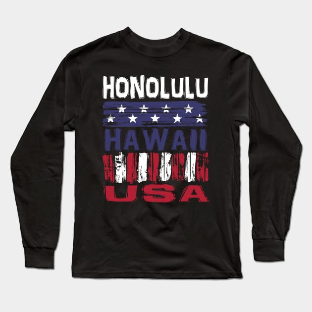 Honolulu Hawaii USA T-Shirt Long Sleeve T-Shirt by Nerd_art